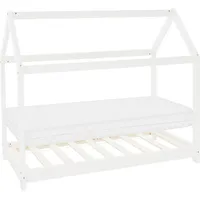 ML-Design Kinderbett 80x160 cm Weiß mit Matratze Dach und