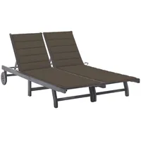 VidaXL 2-Personen-Sonnenliege mit Auflage Grau Akazie Massivholz Taupe