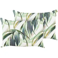 Beliani Gartenkissen Calderina in grün/weiß / Grün Textil, Füllung: