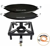 ALLGRILL Hockerkocher-Set mit Gussgrillplatte Ø 38 cm light