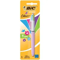 BIC 4 Colours Fun 0.4mm Kugelschreiber pastellblau/weiß, Blister (889987)
