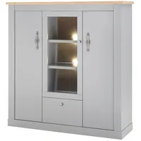 Furn.design Highboard in grau und Artisan Eiche Landhaus Vitrine