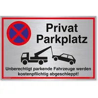 Dreifke Schild Privatparkplatz silber | stabiles Alu-Schild mit UV-Schutz
