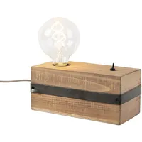 QAZQA Industrielle Tischlampe aus Holz - Reena