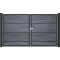 GROJA Gartentor 300 x 180 cm Steingrau/Aluminium