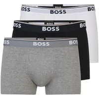Boss Trunks mit elastischem Logo-Bund im 3er-Pack, Mittelgrau Melange,