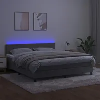 VidaXL Boxspringbett mit Matratze & LED Hellgrau 160x200 cm