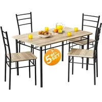 CASARIA Esstisch mit 4 Stühlen Holz Eiche hell