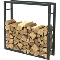 BC-ELEC Holzablage aus schwarzem Stahl 100*100*25CM, Rack für Brennholz,