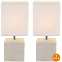 Bmf-versand Tischlampe 2er Set Beige Lampenschirm Weiß Stoff