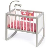 Musterkind Puppenwiege Viola, Grau, Weiß, Altrosa, Holz, Textil, Holzwerkstoff,