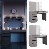 Vicco Schminktisch Sherry Grau, 120 cm mit LED Beleuchtung
