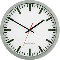 EUROTIME Funk-Wanduhr Bahnhof-Style, silber