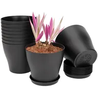 Belle Vous 10 Stück 13,5 cm Schwarze Kunststoff Blumentopf