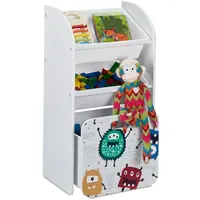 Relaxdays Schmales Kinderregal mit Monstern Weiß,Gelb,Rot