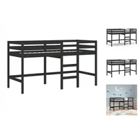 VidaXL Kinderhochbett mit Leiter Schwarz 80x200 cm Massivholz Kiefer
