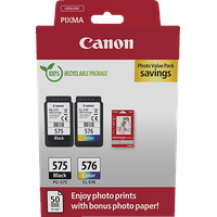 Canon Original Druckkopfpatrone Multipack schwarz + CL-576 Druckerpatronen (Schwarz,Color)