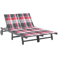VidaXL 2-Personen-Sonnenliege mit Auflage Grau mit Grauem Finish Akazie