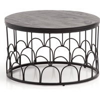 FineBuy Couchtisch rund Schwarz Massivholz 60 x 60 x