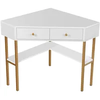 Costway Eckschreibtisch mit 2 großen Schubladen, Computertisch platzsparend mit