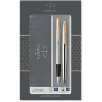 Parker Jotter Duo-Geschenkset mit Kugelschreiber und Füller | Edelstahl