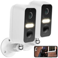 VisorTech 2er-Set Akku-Outdoor-IP-Überwachungskamera mit 2K-Auflösung, WLAN, App