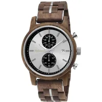 Holzwerk GRONAU Herren Holz Uhr Chronograph mit Datum, braun,