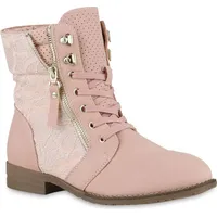 Lupsty Damen Schnürstiefeletten in Rosa,