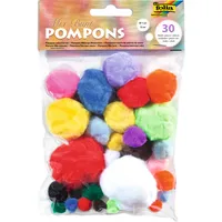Folia Pompons, 30 Stück Größen und Farben sortiert
