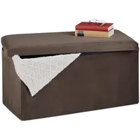 Relaxdays Sitzbank mit Stauraum, Samtbezug, 80 L, Flur, Wohnzimmer,