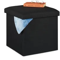 Relaxdays Sitzhocker mit Stauraum, faltbar, weich gepolstert, eckig, Stoff,