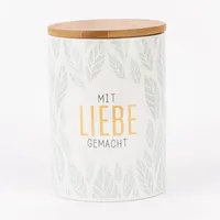 La Vida Vorratsdose Mit Liebe gemacht Porzellan Bambusdeckel 11x16cm