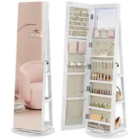 Songmics Schmuckschrank mit LED und Spiegel, 3 Ablagen, 360°