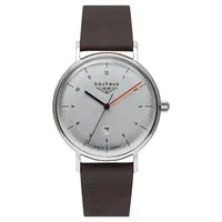 Bauhaus Herrenuhr Quarz mit Datum mit Lederarmband 2140