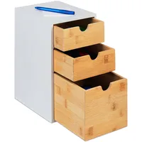 Relaxdays Schubladenbox, Bambus & MDF, HBT: 28x17x21,5 cm, Mini-Kommode
