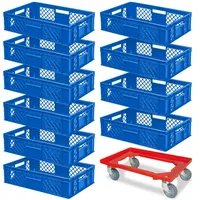 BRB-Lagertechnik BRB 10 Euroboxen, 600x400x150 mm, blau, lebensmittelecht +