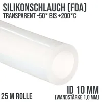 Veber(fr) Silikonschlauch FDA 60° Sh A transparent 10x1mm 25m