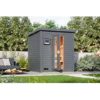 Karibu Saunahaus Hytti 2 terragrau Energiesparende Saunatür 9 kW