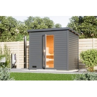 Karibu Gartensauna Saunahaus Hytti 3 terragrau Energiesparende Saunatür 9