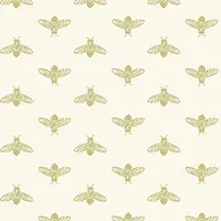 Joules Vliestapete Block Print Bee Antique Gold Gelb FSC®