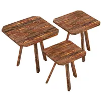 [en.casa] Satztisch Masku 3er Set Dunkler Holzton