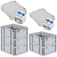 Proregal 5x Eurobox NextGen Grip mit Scharnierdeckel und blauen
