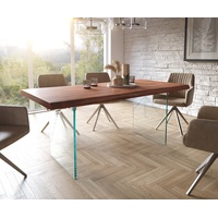 DeLife Esstisch Edge 180x90 XL Akazie Braun Glas Live-Edge