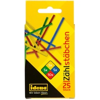 IDENA Zählstäbchen Holz, 25er Packung, farbig sortiert, 75 mm