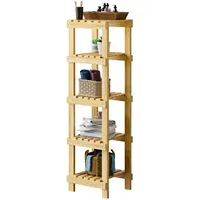 [en.casa] Badezimmerregal, Natur Holz Kiefer, 30x110x30 cm Badezimmer, Badezimmerregale,