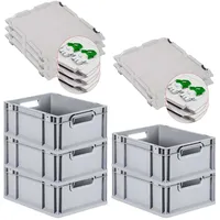 Proregal 5x Eurobox NextGen Grip mit Scharnierdeckel und grünen