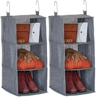 Relaxdays Kleiderschrank Hängeregal 2er Set, 3 Fächer, Stoff, HBT: