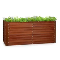 Blumfeldt Rust Grow Hochbeet Gartenbeet Verzinktes Stahlblech Rost-Finish 200x90x100