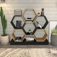 HANAH Home Modern Bookshelf, Black & Oak, 120 x