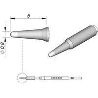 Jbc Lötspitze Serie C105, Rundform, C105107/Ø 0,8 mm, gerade